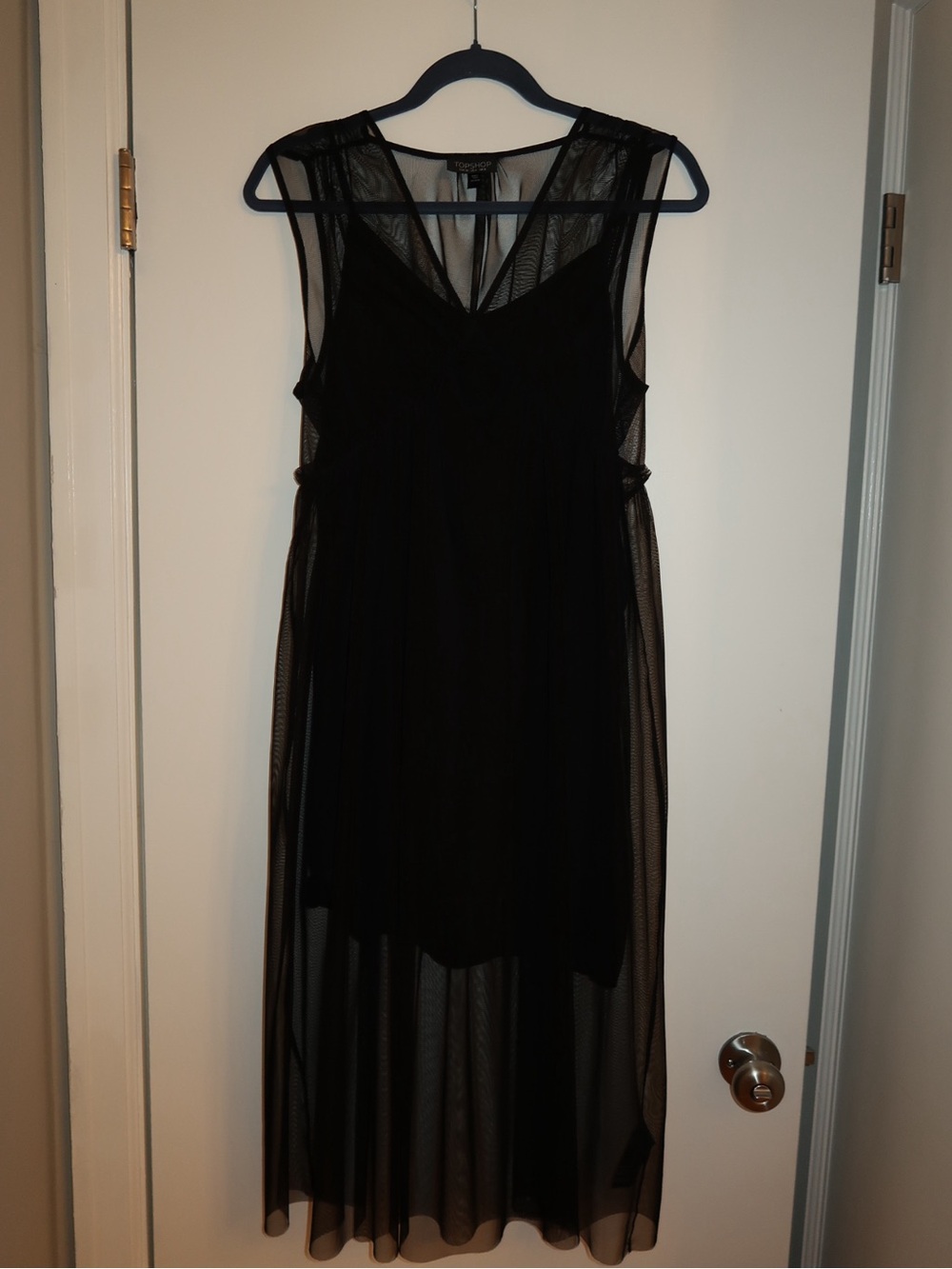 Topshop Black Sheer Mesh Overlay Dress